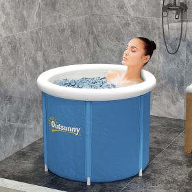 Cold Plunge Tub, Portable Ice Bath Cold Water Therapy Tub with Thermo Lid, for Athletes Recovery, Dark Blue