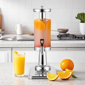 SOGA Single 3L Silver Stainless Steel Beverage Dispenser Ice Cylinder Clear Juicer Hot Cold Water Jug