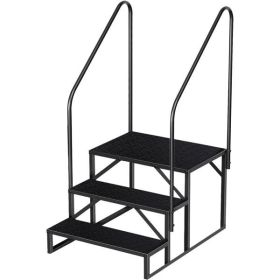 3 Step Ladder with Handrail, Swimming Pool Ladder Above Ground, 660 lb Load Capacity RV Steps with Anti-Slip Panel