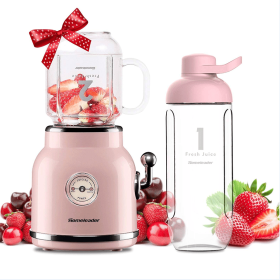 Portable smoothie mixer Vintage trendy juicer, milk shake and smoothie mixing mini crusher with 20.3 oz travel mug and lid 6 sharp blades without