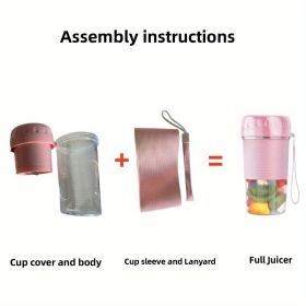 Portable Electric Fruit Juicer Rechargeable Mini Juicer Small Fruit Household Automatic Portable Travel Juicer Easy To Clean Rechargeable Small F (Color: Pink, model: N9)