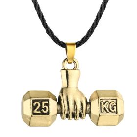Cxwind Exercise Fitness Barbell Lifting Necklace (Color: Gold)