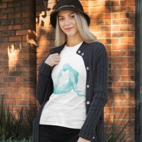 Yoga Backward Bend Print Jersey Short Sleeve Tee (Color: White, size: L)