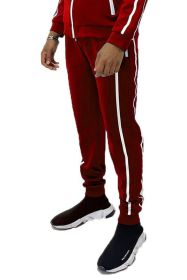 Mens Active Wear Running Track Pant Joggers (Color: Red, size: M)