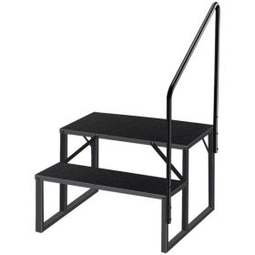 2 Step Ladder with Handrail, Swimming Pool Ladder Above Ground, 660 lb Load Capacity RV Steps with Anti-Slip Panel (Color: as picture)